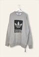Vintage Adidas Sweatshirt Print logo in Grey L