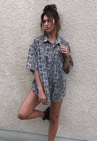 PATTERNED OVERSIZED RETRO VINTAGE UNISEX FESTIVAL SHIRT