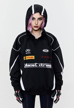 Hooded racing jacket motorsport bomber motorcycle coat