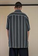 VINTAGE GREEN STRIPED BOWLING SHIRT BY HAGGAR