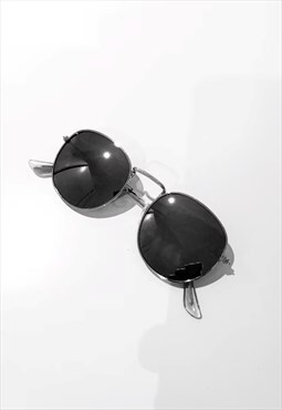 Round Frame Sunglasses Shades - Silver/Black