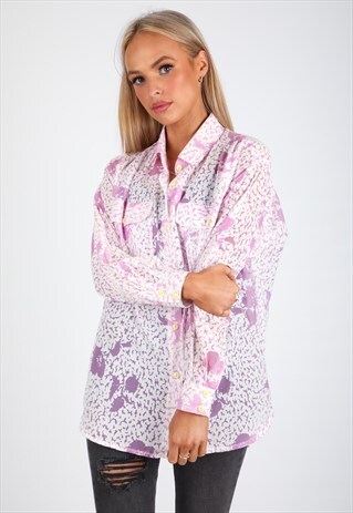VINTAGE UNBRANDED LONG SLEEVE PATTERN SHIRT S338