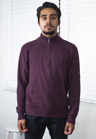 VINTAGE POLO RALPH LAUREN 1/4 ZIP JUMPER LOGO 90S M 20