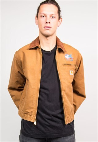 CARHARTT 90'S RETRO TAN BROWN WORKWEAR CORD COLLAR JACKET