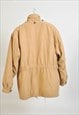 VINTAGE 90S LINED PARKA COAT IN BEIGE