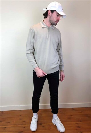 VINTAGE 90S PAUL & SHARK QUARTER ZIP COLLARED SWEATER L