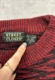 VINTAGE KNITTED JUMPER ABSTRACT PATTERNED KNIT SWEATER