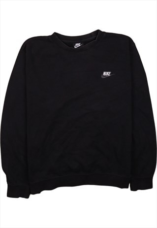 Vintage 90's Nike Sweatshirt Swoosh Crew Neck Black Medium