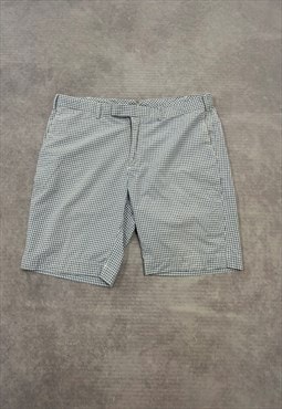 Vintage Chino Shorts Checked Patterned Blue Shorts