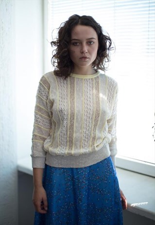 VINTAGE 70'S CREAM CROCHET JUMPER