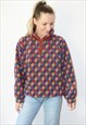 Vintage Patterned 1/4 Zip Fleece Sweatshirt