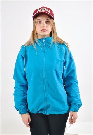 VINTAGE SHELL WINDBREAKER JACKET IN BLUE