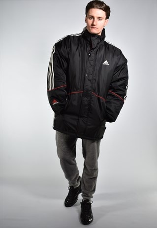 VINTAGE ADIDAS THREE STRIPE PADDED JACKET