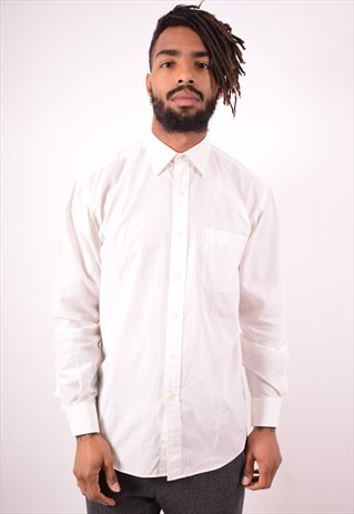 YVES SAINT LAURENT MENS VINTAGE SHIRT MEDIUM WHITE 90S