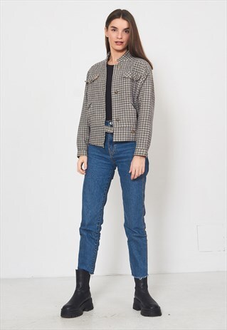 VINTAGE BROWN PLANET CHECKERED JACKET