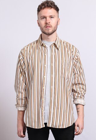 VINTAGE CORDUROY CORD STRIPED SHIRT