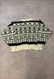 VINTAGE KNITTED JUMPER ABSTRACT PATTERNED GRANDAD SWEATER