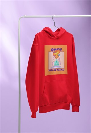 OPEN YOUR MIND THAILAND RED HOODIE RETRO