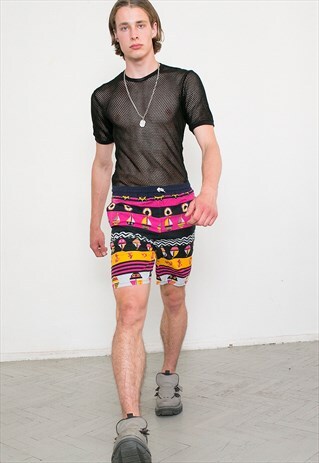 VINTAGE SWIMMING SHORTS COLORFUL SAILOR PATTERN BEACH
