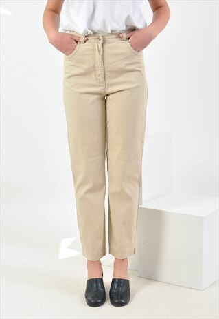 VINTAGE 90'S HIGH WAISTED TROUSERS IN BEIGE
