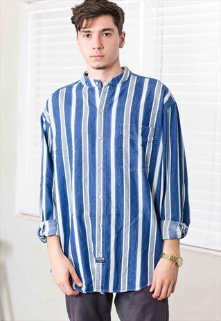 VINTAGE REGATTA STRIPED SHIRT LOGO 90S L 13.9