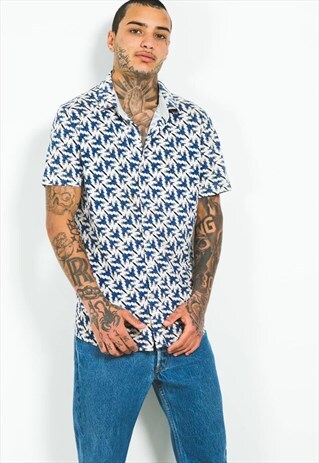 VINTAGE 80S CRAZY PATTERN FESTIVAL SHORT SLEEVE SHIRT/S5074