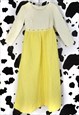 VINTAGE 70S YELLOW PLAID CHECK CHECKS POLKADOT MAXI DRESS