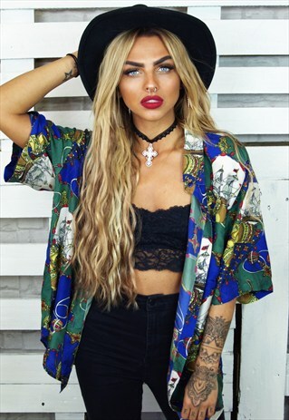 FUNKY SILK ROYAL BAROQUE PRINT VINTAGE BLOUSE