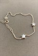 DOUBLE STAR STERLING SILVER BRACELET, ADJUSTABLE, SOLID