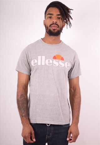 ELLESSE MENS VINTAGE T-SHIRT TOP SMALL GREY 90S