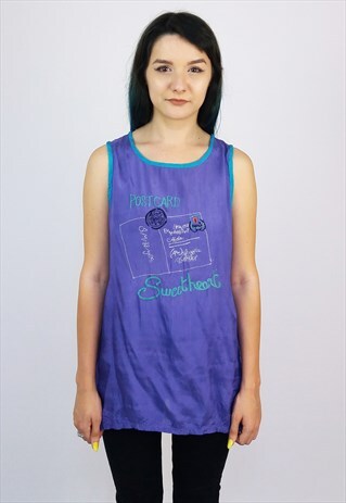 VINTAGE 80'S EMBROIDERY EASY VISCOSE TANK TOP / VEST