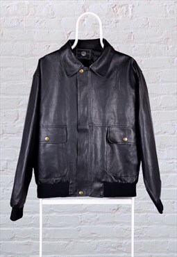 Vintage GV Emporio Leather Jacket Made in Italy Black Large 