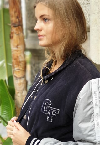 VINTAGE 90S PADDED BOMBER COLLEGE JACKET BY FERRE