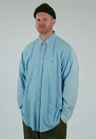 90S POLO RALPH LAUREN CHAMBRAY DENIM BUTTON DOWN SHIRT