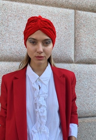 VINTAGE 1990 VELOUR HEADBAND IN RED