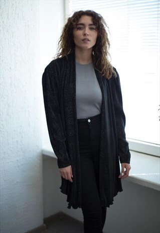 VINTAGE 80'S BLACK PLEATED SHIMMERING JACKET