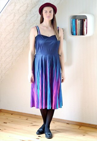 NAVY STRIPED DRESS WITH STRAPS