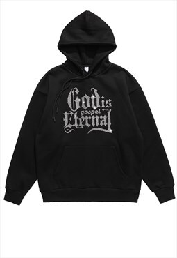 Gospel hoodie diamante embellished God pullover in black