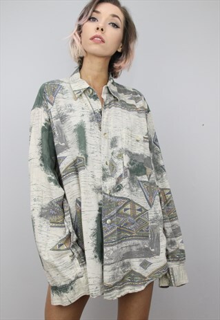 VINTAGE 80S/90S OVERSIZED PATTERNED SHIRT