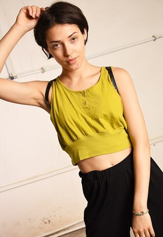 90S RETRO MUSTARD FESTIVAL CROP TOP