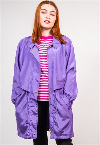 VINTAGE 90'S PURPLE OVERSIZED ANORAK MAC STYLE JACKET COAT
