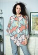 VINTAGE 80S ABSTRACT PRINT OVERSIZED BLOUSE TOP SHIRT
