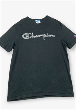 Vintage CHAMPION Street Logo T-Shirt Black Large BV17676