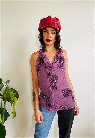 VINTAGE PURPLE EVENING TOP
