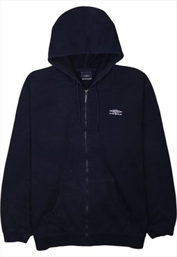 Vintage 90's Umbro Hoodie Full Zip Up Navy Blue XLarge