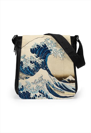 Japanese Ukiyo-e Art Reporter Bag Tablet Kanagawa Wave
