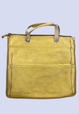 Retro Yellow Fabric Large Tote Bag