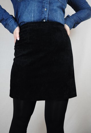 BLACK SUEDE SKIRT