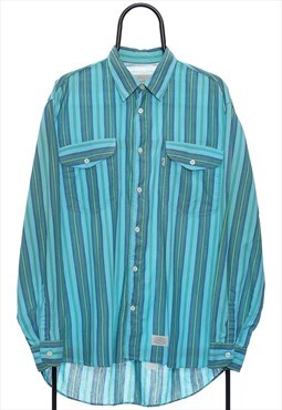 Vintage Levis Blue Striped Long Sleeved Shirt Womens