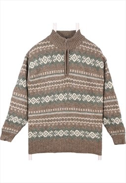 Vintage 90's Pendleton Jumper Quarter Zip Knitted Brown,